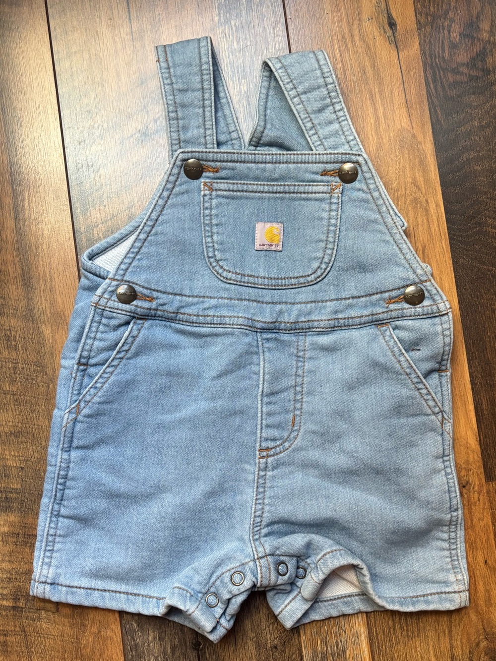 Carhartt light blue shorty bib overalls toddler size 18 months NWOT